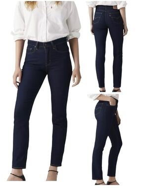 Levi’s 724 High Rise Straight Jeans Size 27 Dark Blue Denim